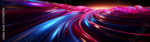 Futuristic abstract neon light waves on dark background