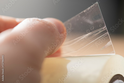 Adhesive tape, transparent tape for household work.