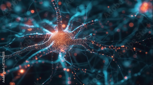 Neural network with glowing bioluminescence