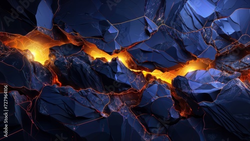 Lava River: A Dark Fractal Background with a Broken Glass and a Bright Orange Light