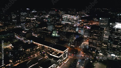 Wallpaper Mural Cinematic drone shot of the Halifax cityscape at night. Aerial view of Halifax entertainment and business districts, city skyline with skyscrapers at night Torontodigital.ca