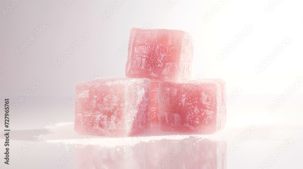 Turkish delight on a white background. Selective focus. Toned. Turkish delight on a white background. Selective focus. Toned.