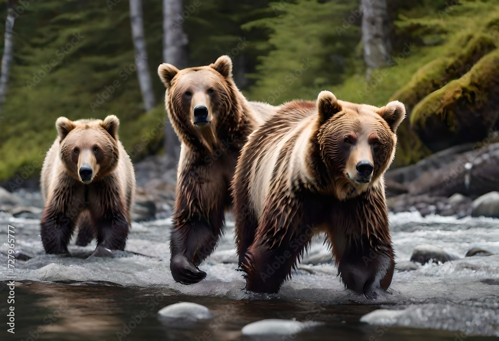 Obraz premium brown bear in the water