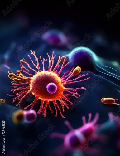 3D rendered illustration of phagocytosis of the bacteria cell by a macrophage.