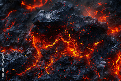 Hot lava and fire texture background, volcano rock 