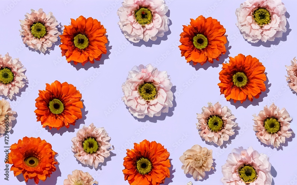 Flower pattern on trendy background. Flat lay style Flower pattern on trendy background. Flat lay style