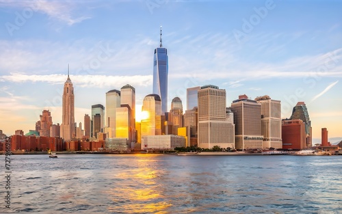 View from the water, from Hudson bay to Lower Manhattan. New York City Financial capital of America photo