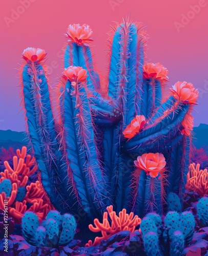 colorful cactus art painting ilustration generated ai