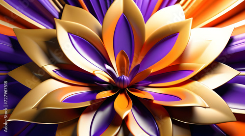 Wallpaper Mural An abstract flower blooms in a wonderfully bright portrayal, showcasing the radiance of yellow and violet. Torontodigital.ca