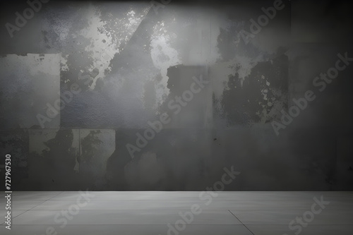 Elegant black wall background  with vintage distressed grunge texture and dark gray charcoal color paint.