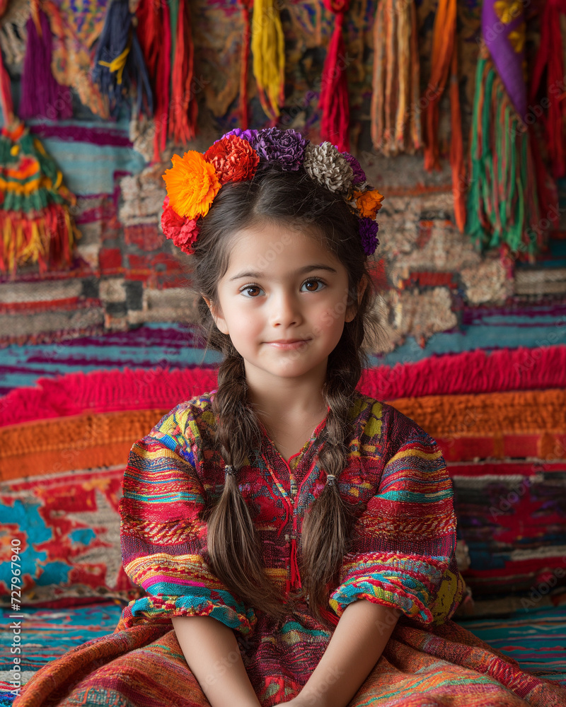 Young Girl with Colorful Floral Crown