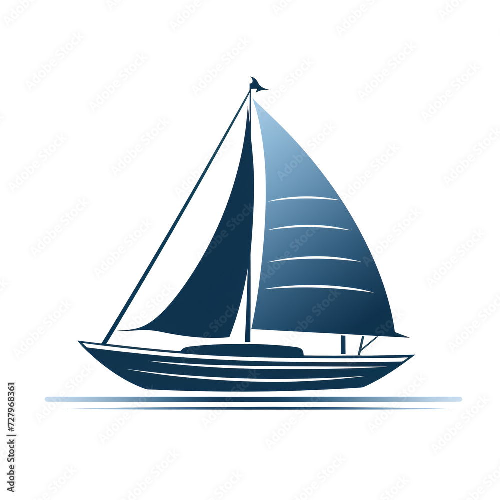 a blue sailboat with a white background