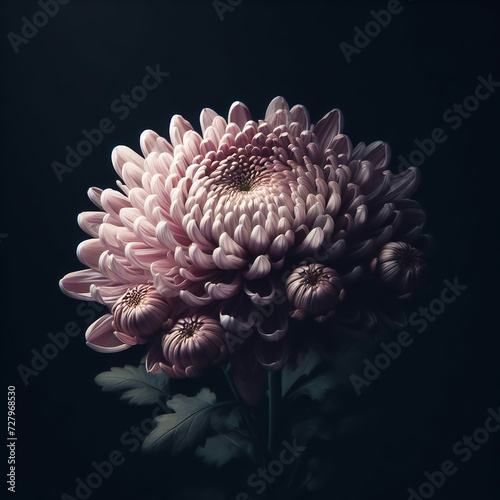 Chrysanthemum bouquet with dramatic side light. Flowers and plants in spring. AI generated