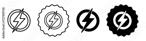 Electro set in black and white color. Electro simple flat icon vector