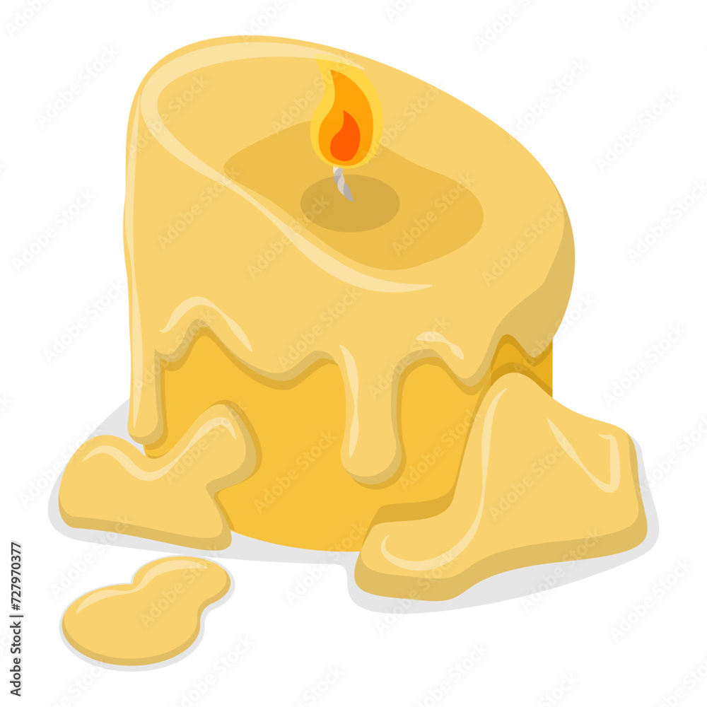 3D Isometric Flat Vector Set of Wax Candles, Stages Of Burning. Item 2 3D Isometric Flat Vector Set of Wax Candles, Stages Of Burning. Item 2