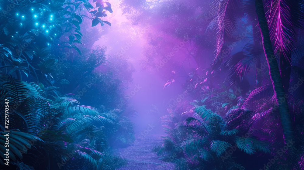 Neon Enchantment: Lush Jungle Dreamscape