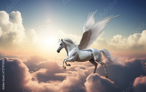 unicorn runs through the clouds past the rainbow  © say_hope