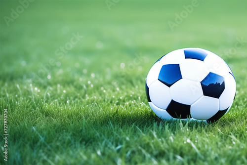 Soccer ball on a green field, grass close-up. Sport equipment. © Елена Пантюхина