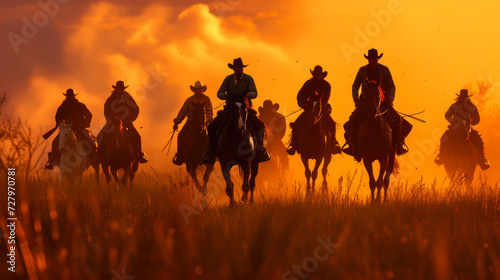 Wild West Stampede: Vibrant Horseback Pursuit