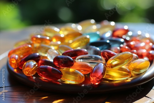 Assorted medicine capsules. Pharmaceutical industry products for healthcare and treatment use