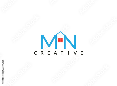 custom Font MN LATTER homes logo design concept with simple,