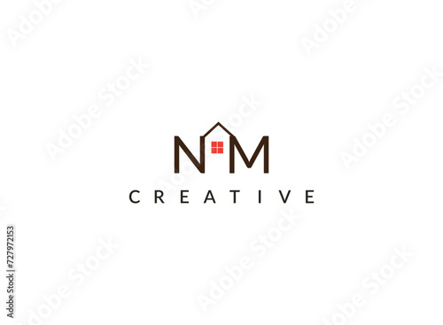 custom NM LATTER Font homes logo design concept with simple,
