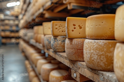 A mouth-watering display of various cheeses, including parmigianoreggiano, toma, provolone, romano, montasio, and even the pungent limburger, all carefully crafted through the art of cheesemaking and