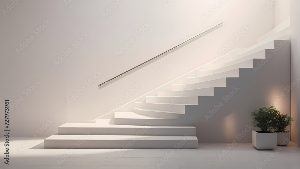 Clean and simple 3D stairs ascending in a minimalistic composition. Clean and simple 3D stairs ascending in a minimalistic composition.
