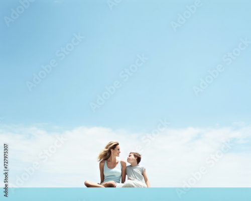 Mother and Daughter Sharing a Joyful Moment  Basking in the Warmth of Sunshine on a Rooftop