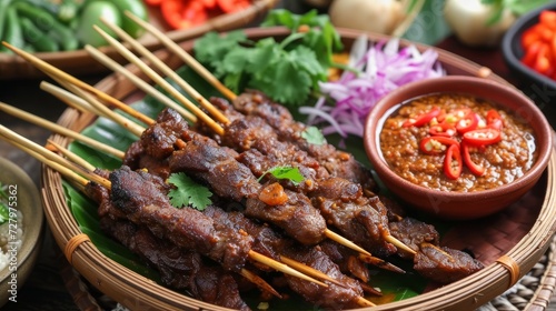 Beef satay, a tantalizing Indonesian dish, celebrated for its rich flavors and popularity in culinary traditions