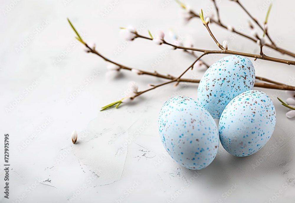 Elegant Easter eggs decorated with unique patterns, set among delicate spring flowers, are a symbol of renewal and hope.