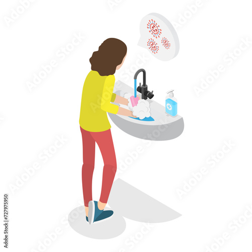 3D Isometric Flat Vector Illustration of OCD, Obsessive Compulsive Disorder. Item 3