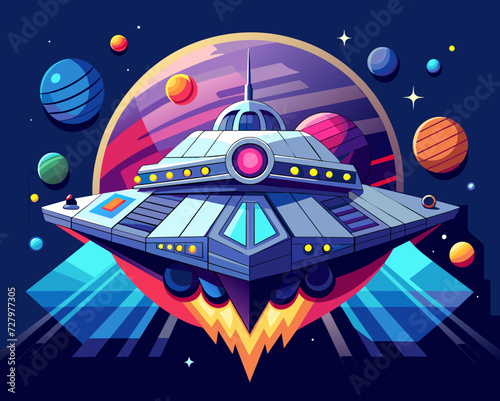 starship space galaxy planet universe cosmos world vector future stars eternity