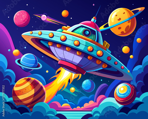starship space galaxy planet universe cosmos world vector future stars eternity