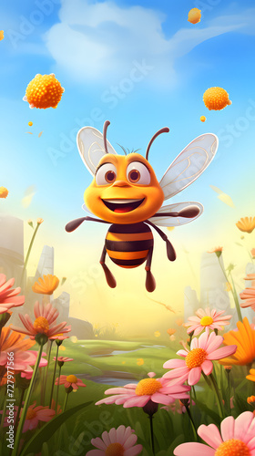 Cartoon Bee  bee with a smiile  cool cartoon bee  funny bee illustrated