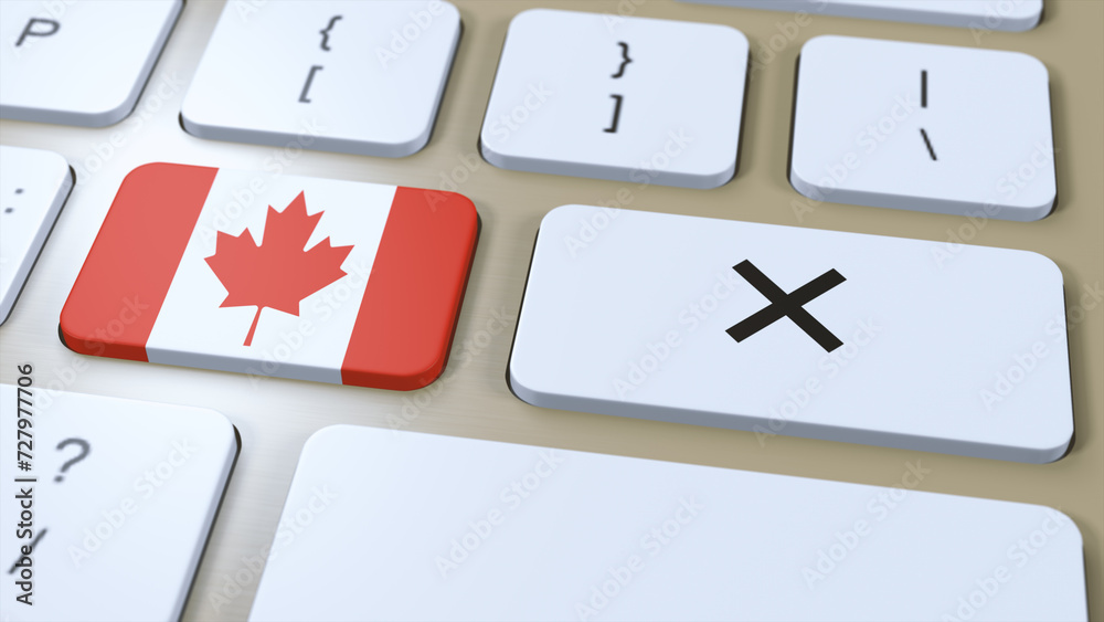 Canada National Flag and Cross or No Button 3D Illustration Canada National Flag and Cross or No Button 3D Illustration