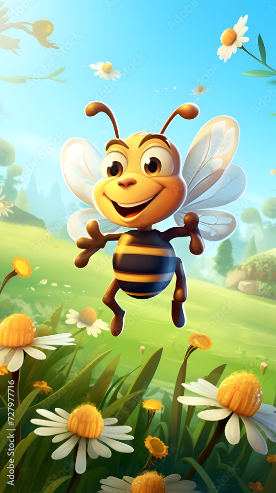 Cartoon Bee, bee with a smiile, cool cartoon bee, funny bee illustrated Cartoon Bee, bee with a smiile, cool cartoon bee, funny bee illustrated
