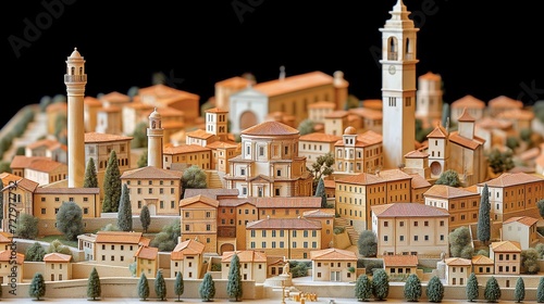 Intricately designed miniature model of a European town with historic architecture.