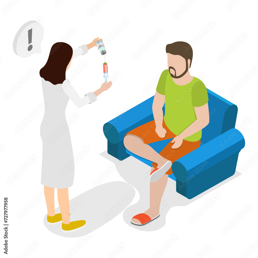 3D Isometric Flat Vector Illustration of Anesthesiology, Medical Sedation. Item 2