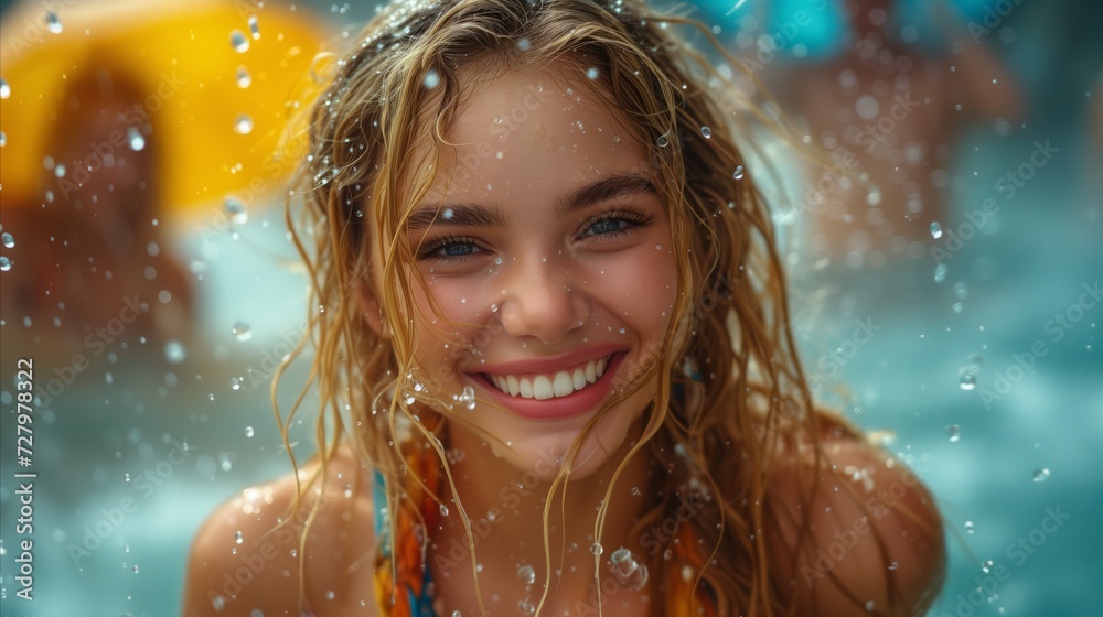 Smiling Woman Enjoying Swimming Pool Smiling Woman Enjoying Swimming Pool