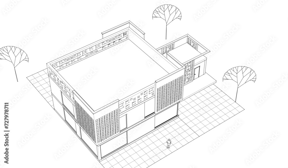 cubic house concept 3d illustration
