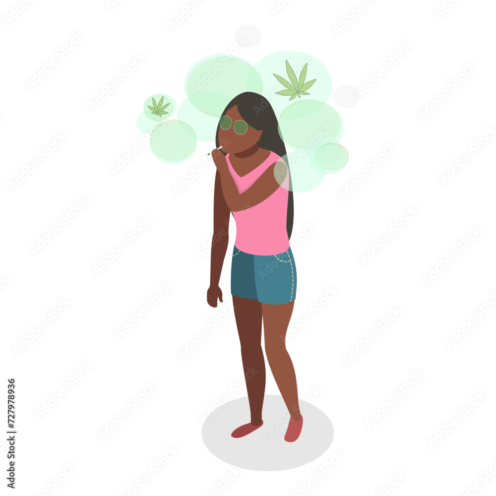 3D Isometric Flat Vector Illustration of Teenage Drug Problems , Unhealthy Smoking Addiction. Item 3 3D Isometric Flat Vector Illustration of Teenage Drug Problems , Unhealthy Smoking Addiction. Item 3