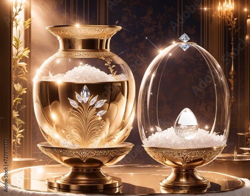 crystal vase with Easter eggs, decor, decoration, vastu photo