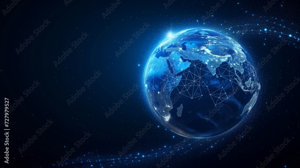Glowing Earth Connectivity Concept With Network Lines in Space Glowing Earth Connectivity Concept With Network Lines in Space