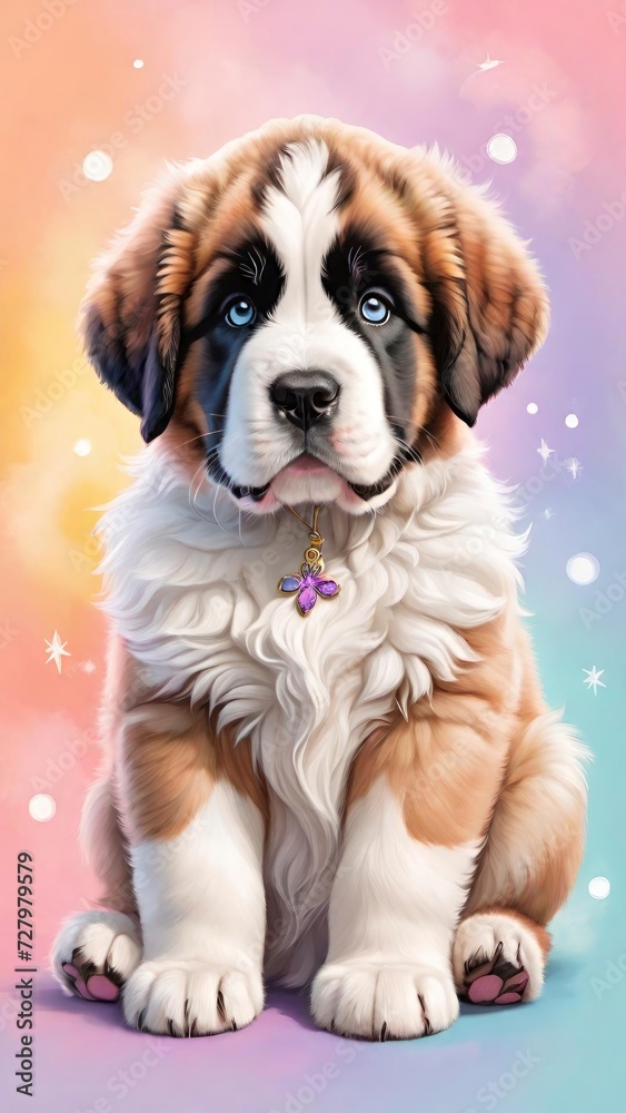 dog saint bernard puppy pastel