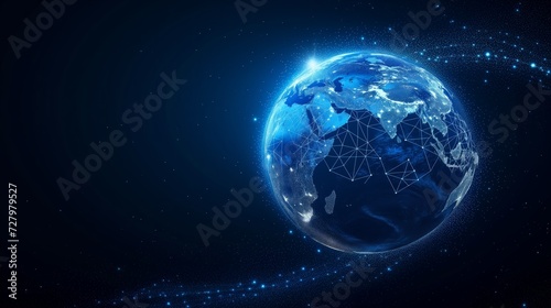 Glowing Earth Connectivity Concept With Network Lines in Space