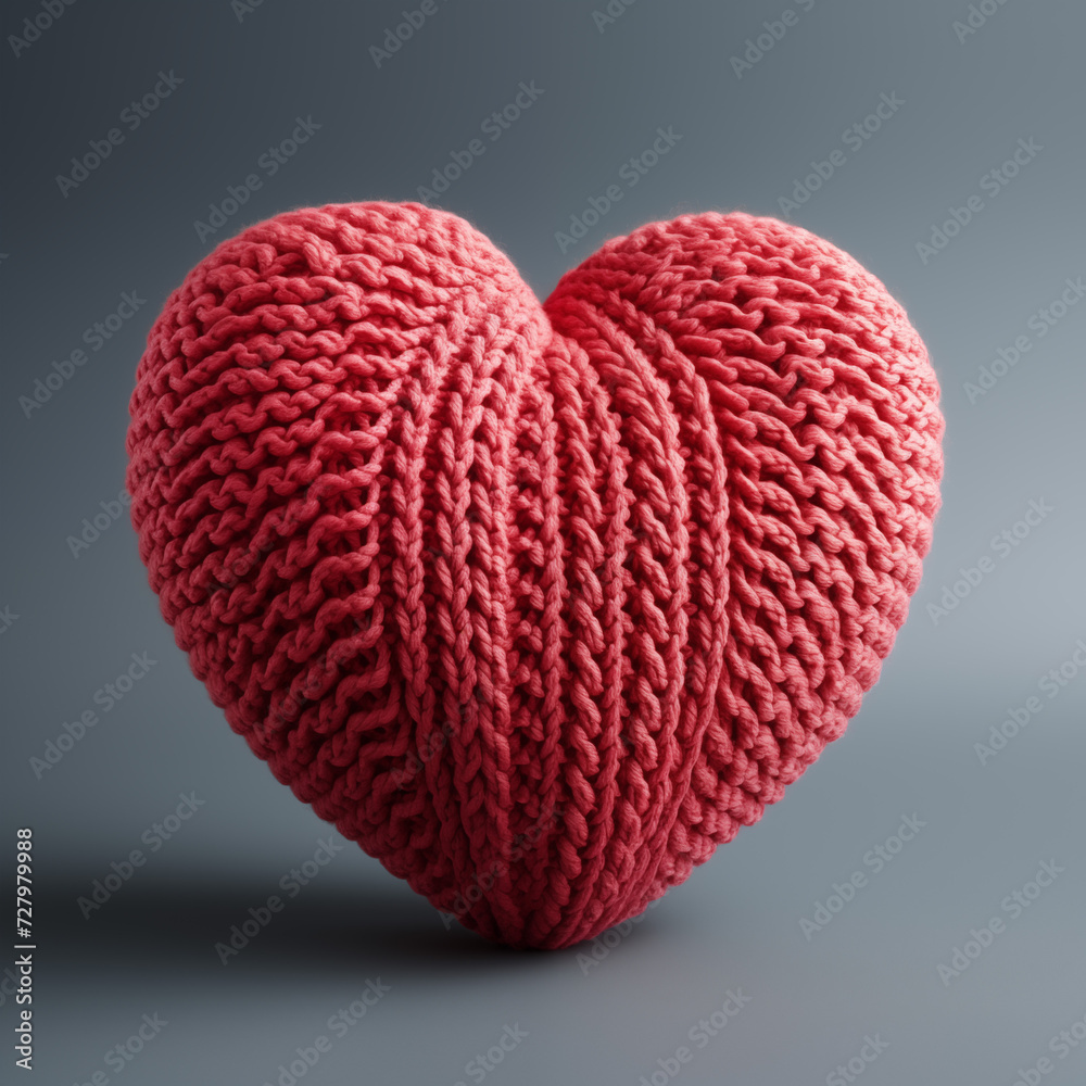 3d Heart Cozy Knitted Red Heart 