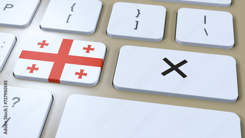 Georgia National Flag and Cross or No Button 3D Illustration Georgia National Flag and Cross or No Button 3D Illustration