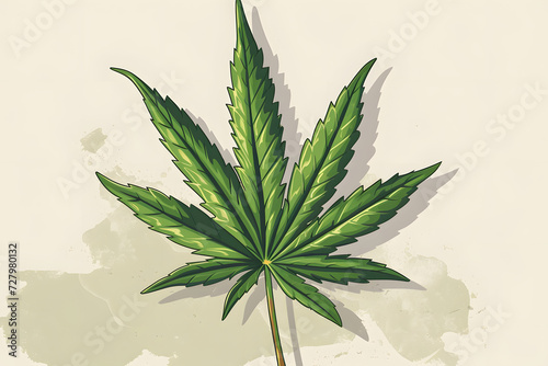 Grüne Vielfalt: Illustration eines lebendigen Cannabisblatts photo
