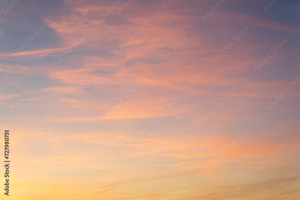 Vibrant and blue-pink colorful sunset sky background.